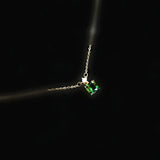 14K Ladies Necklace Emerald Square Zircon Wedding Jewelry