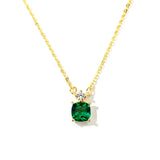 14K Ladies Necklace Emerald Square Zircon Wedding Jewelry