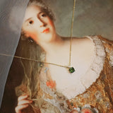 14K Ladies Necklace Emerald Square Zircon Wedding Jewelry