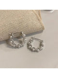 French Retro Pearl Hoop Earrings Crystal Jewelry