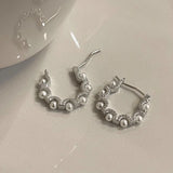 French Retro Pearl Hoop Earrings Crystal Jewelry