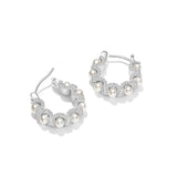 French Retro Pearl Hoop Earrings Crystal Jewelry