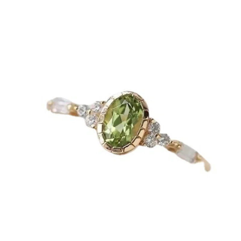 Vintage Olive Green Gem Engagement Ring