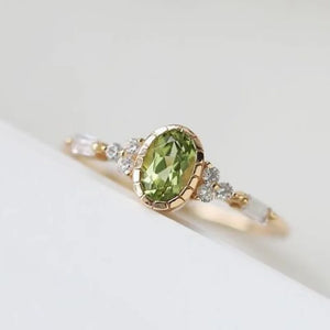 Vintage Olive Green Gem Engagement Ring
