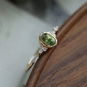 Vintage Olive Green Gem Engagement Ring