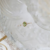Vintage Olive Green Gem Engagement Ring