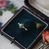 Vintage Olive Green Gem Engagement Ring