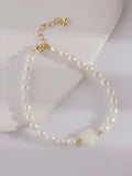 Freshwater Pearl Bracelet with Rose Mother Shell - Daily Wear