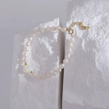 Freshwater Pearl Bracelet with Rose Mother Shell - Daily Wear
