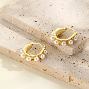 Geometric Pearl Earrings U-Shaped Beads Ear Clip