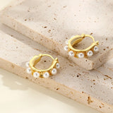 Geometric Pearl Earrings U-Shaped Beads Ear Clip