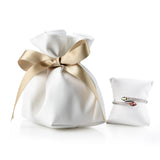 Bowknot Ribbon Leather Jewelry Gift Bag Drawstring Pocket Bracelet Storage