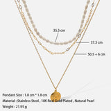Natural Pearl Stainless Steel Pendant Necklace