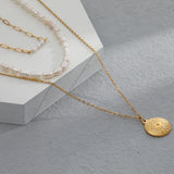 Natural Pearl Stainless Steel Pendant Necklace