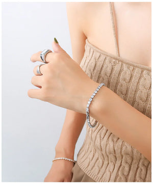 Gypsophila Zircon Stainless Steel Bracelet for Women's Wedding