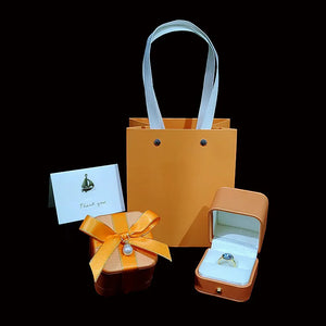 European-Style Light Orange Ring Box with Bag