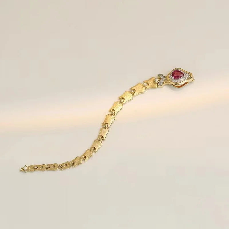 Vintage Sweet Silver Crystal Clasp Soft Chain Snake Ring