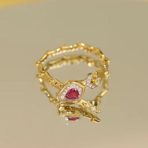 Vintage Sweet Silver Crystal Clasp Soft Chain Snake Ring