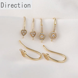Retro Diamond Zircon Love Ear Hooks Earrings Accessories