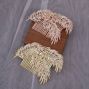 Rhinestone Hair Combs Wedding Hair Accessories Gold/Rose Metal Hairpins Clips
