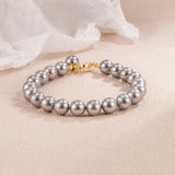 Silver Gray Pearl Hand String Bracelet for Women