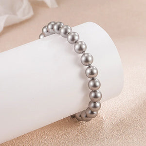Silver Gray Pearl Hand String Bracelet for Women
