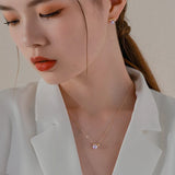 S925 Sterling Silver Pearl Necklace 14K Plated Zircon Clavicle Chain