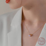 S925 Sterling Silver Pearl Necklace 14K Plated Zircon Clavicle Chain