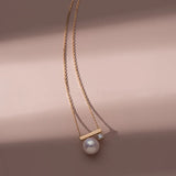 S925 Sterling Silver Pearl Necklace 14K Plated Zircon Clavicle Chain