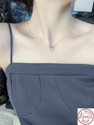 S925 Sterling Silver Diamond Drop Necklace