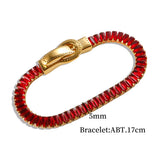 Zircon Double-Side Iron-Absorbing Buckle Stainless Steel Birthday Bracelet