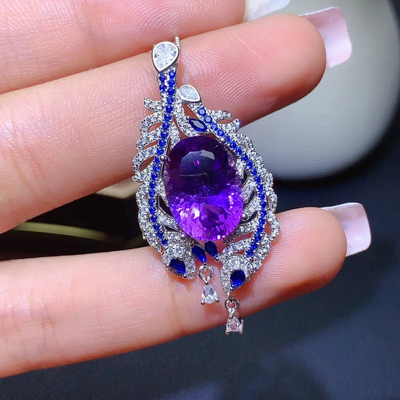 Light Silver Zircon Stone Pendant Chain Necklace Feather Choker
