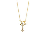 Sparkling Star Zircon Pendant Necklace 925 Sterling Silver Women