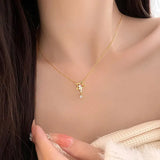 Sparkling Star Zircon Pendant Necklace 925 Sterling Silver Women