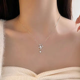 Sparkling Star Zircon Pendant Necklace 925 Sterling Silver Women