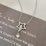 Sparkling Star Zircon Pendant Necklace 925 Sterling Silver Women