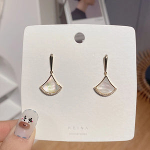 Zircon Fairy Earrings, Gold-plated Small Skirt Earrings