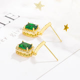 Emerald Drop Earrings 18k Yellow Wedding Jewelry