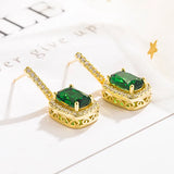 Emerald Drop Earrings 18k Yellow Wedding Jewelry