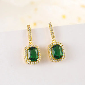 Emerald Drop Earrings 18k Yellow Wedding Jewelry