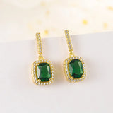 Emerald Drop Earrings 18k Yellow Wedding Jewelry