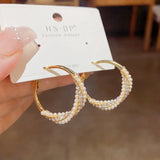 Light Temperament Pearl Zircon Earrings Female