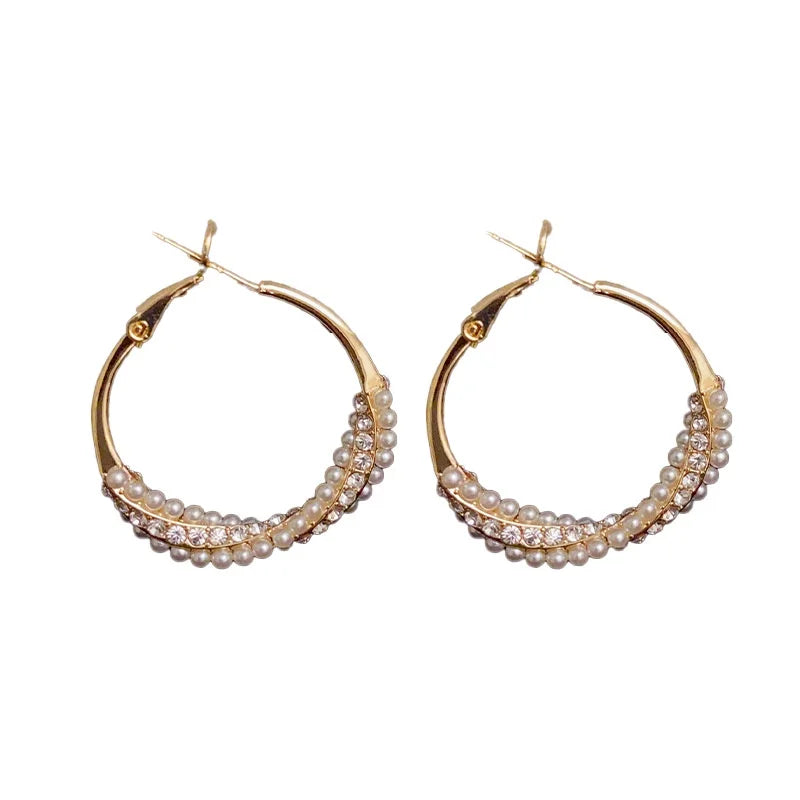 Light Temperament Pearl Zircon Earrings Female