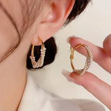 Light Temperament Pearl Zircon Earrings Female