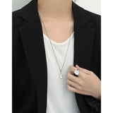Drop-shaped Mother Shell S925 Silver Long Necklace Women's Sweater Chain