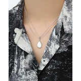 Drop-shaped Mother Shell S925 Silver Long Necklace Women's Sweater Chain