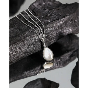 Drop-shaped Mother Shell S925 Silver Long Necklace Women's Sweater Chain