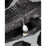 Drop-shaped Mother Shell S925 Silver Long Necklace Women's Sweater Chain