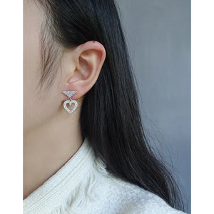 Zirconia Love Earrings 925 Sterling Silver Earrings Female