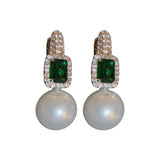 Zircon Square Pearl Hoop Earrings for Women